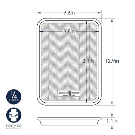 Nordic Ware Prism Quarter Sheet, Aluminium Baking Sheet with Improved Airflow, Premium Bakeware Made in The USA, Silver,L: 12.1" x W: 8.8" x H: 1.1"