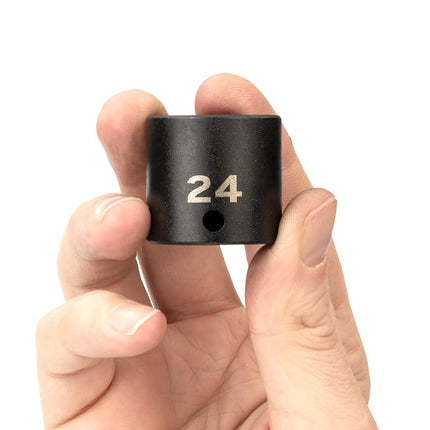 TEKTON 3/8 Inch Drive x 24 mm 6-Point Impact Socket | SID12124