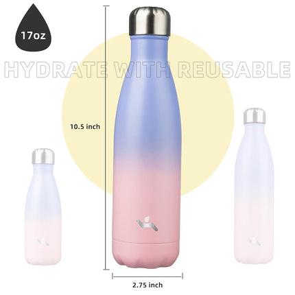 Konokyo Insulated Water Bottles,17oz Double Wall Stainless Steel Vacumm Metal Flask for Sports Travel,Pastel Sunset