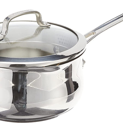 Cacerola de 2 cuartos con tapa y boquilla Cuisinart 419-18P Contour Cookware, acero inoxidable