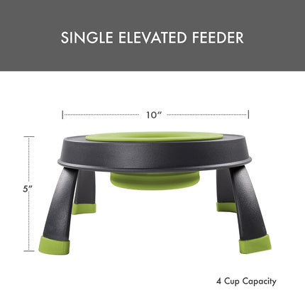 Dexas Popware for Pets Single Elevated Pet Feeder, Large, Gray/Green