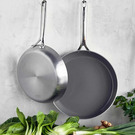 GreenPan GP5 Stainless Steel 5-Ply Healthy Ceramic Nonstick 10" and 12" 2 Piece Frying Pan Skillet Set, Scratch Resistant, Induction, Dishwasher & Oven Safe, PFAS-Free