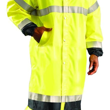OccuNomix LUX-TJRE-YM Premium Breathable Waterproof Rain Jacket, Calf Length, Class 3, Yellow, Medium