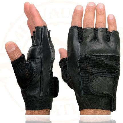 Shaf International Men's Fingerless Gloves (Black, XX-Large) (Spandex And Leather G)