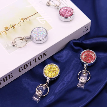 Boutilon Retractable Badge Holder, Badge Reels,Lightweight Plastic Badge Reel Card Holder Backing Belt Clip for Nurse,Volunteer,Teacher,Student(4 Pack Silver Pink Golden Red)