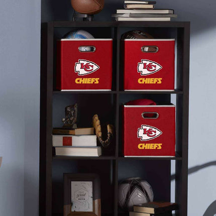 Franklin Sports Kansas City Chiefs NFL Storage Bin - Collapsible Cube Container + Basket - NFL Office, Bedroom + Living Room Décor - Folding Storage Bin for Football Fans - 11"x11"
