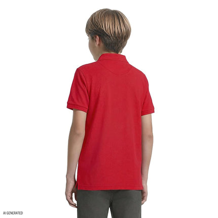 Izod Boys' School Uniform Short Sleeve Polo Shirt, Button Closure, Moisture Wicking Performance Material, Red, 10-12 Husky