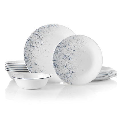 Corelle 18-piece Dinner Set, Indigo Speckle, Blue 