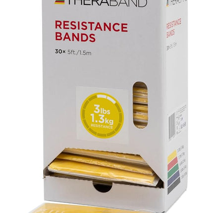 TheraBand Resistance Bands - Bulk pack of 30-1.5m Length - For Upper & Lower Body & Core Exercise - Yellow - 3.0/1.3 Pounds/Kilo of force at 100% elongation