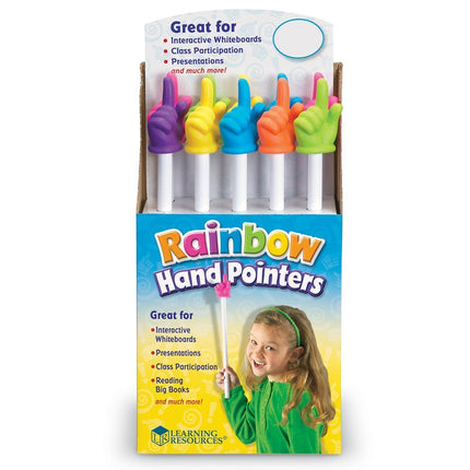 Learning Resources Rainbow Hand Pointers (Set of 10), Whiteboards, Presentation, Classroom Accessories, Teacher Aids