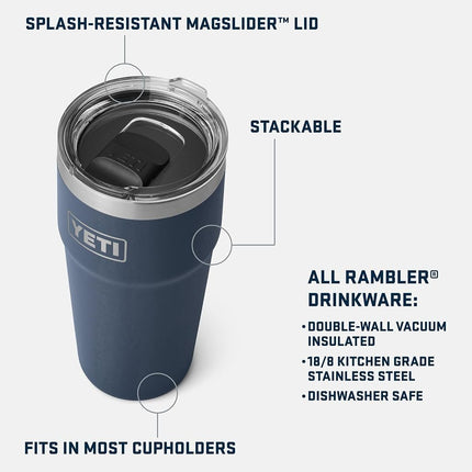 YETI Rambler 20 oz Stackable Tumbler, Stainless Steel, Vacuum Insulated with MagSlider Lid, Desert Bloom