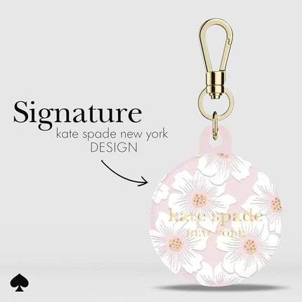 kate spade new york AirTag Holder with Gold Ring Clip - Protective Case for Apple AirTag - Hollyhock Cream