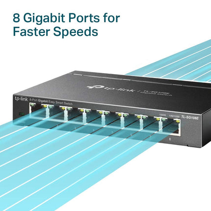 TP-Link TL-SG108E 8-Port Gigabit Managed Network Switch, Ethernet Switch