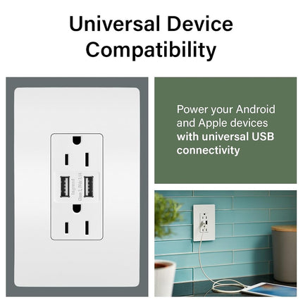 Legrand - Pass & Seymour TM826USBWCCV6 3.1A USB + Duplex 15A Vision Pk Electrical Outlet