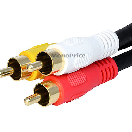 Monoprice 106026 1.5-Feet Triple RCA Stereo Video Dubbing Composite Cable