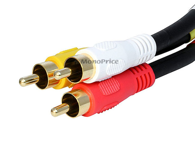 Monoprice 106026 1.5-Feet Triple RCA Stereo Video Dubbing Composite Cable