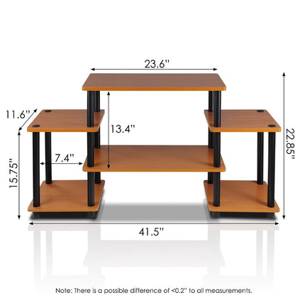 Furinno TURN-N-TUBE TV Stand, Entertainment Center with Open Shelves, TV Console with Raised Top for TV up to 32 Inch, for Living Room, Bedroom, Light Cherry