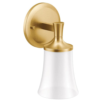 Moen YB0361BG 1 Dual-Mount Bath Bathroom Vanity Light Fixture with Frosted Glass, 110 V, Brushed Gold