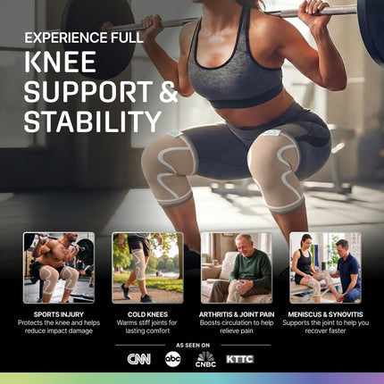 MODVEL Knee Braces for Knee Pain Women & Men - 2 Pack Knee Brace for Knee Pain Set, Knee Brace Compression Sleeve, Knee Braces for Knee Pain Meniscus Tear, ACL & Arthritis Pain Relief - Knee Sleeves