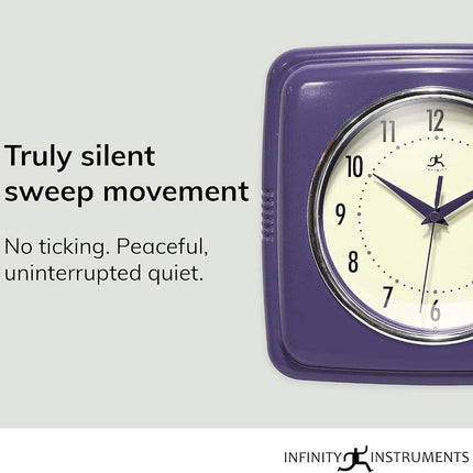 Infinity Instruments Square Retro Lavender Wall Clock 23.5cm