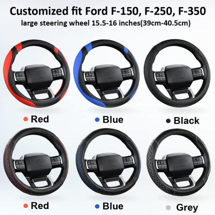 West Llama Customized Auto Car Steering Wheel Cover for Ford F-150, F-250, F-350, Expedition(Diamond Quilted - Black+Red)