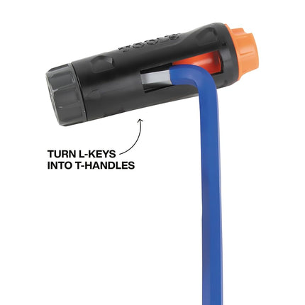 Klein Tools 80205 SAE and Metric Allen Key Set, 20-Piece with T-Shaped Adapter, Colour Coded, Long Allen Key with Adapter with T-Handle for More