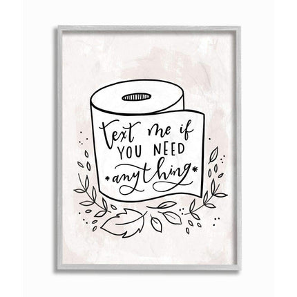 Stupell Industries Art mural humoristique pour salle de bain avec inscription « Text Me if You Need Toilet Paper », 27,9 x 35,6 cm, blanc cassé