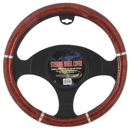 BDK SW-238-WD Woodgrain Dark Wood Car Steering Wheel Cover-Luxury Design, Full Wood Standard Size (14.5 to 15.5-Inch)