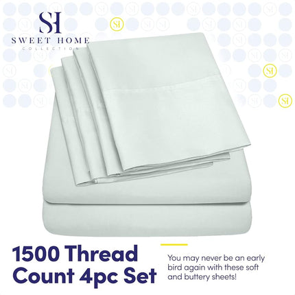 Sweet Home Collection Quality Deep Pocket Bed Sheet Set-2 Extra Pillow Cases, Value, Twin XL, Mint, 4 Piece