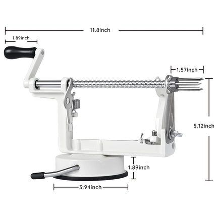 Apple Peeler Corer, Long Lasting Chrome Cast Magnesium Alloy Apple Peeler Slicer Corer with Stainless Steel Blades and Powerful Suction Base for Apples and Potato(White)