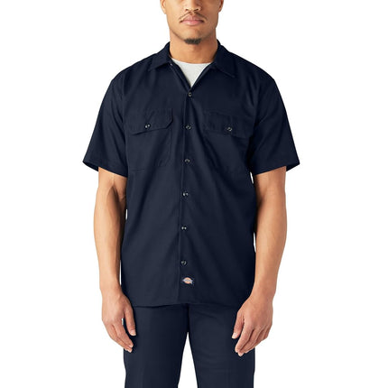 Dickies Mens Flex Relaxed Fit Short Sleeve Work Shirt, Dark Navy, S