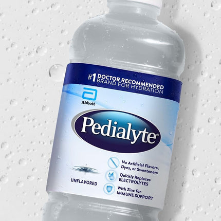 Pedialyte Electrolyte Solution, Unflavored, Hydration Drink, 33.8 Fl Oz. (Pack of 4)
