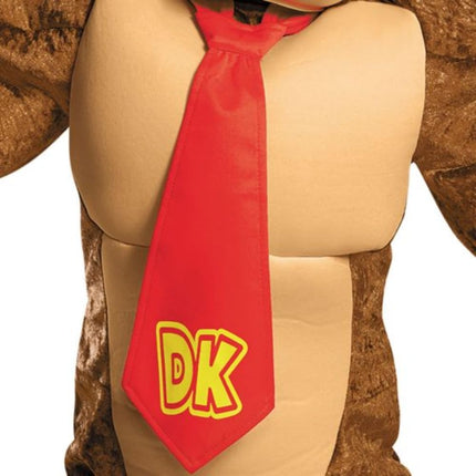Super Mario Bros. Donkey Kong Fancy Dress for Kids, Official Nintendo by Disguise, Includes Jumpsuit with Padded Torso, Iconic Red DK Tie and Donkey Kong Mask, For 7-8 Years