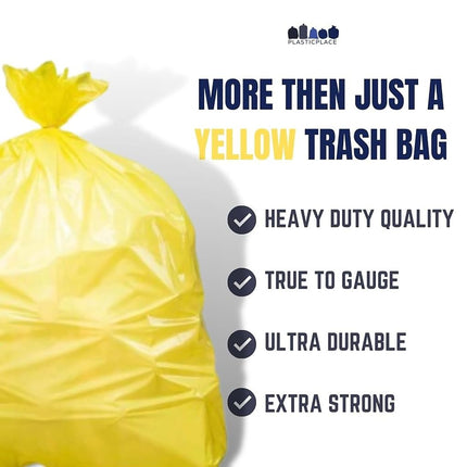 Plasticplace Yellow Trash Bags, 31-33 Gallon 100 / Case 1.5 Mil
