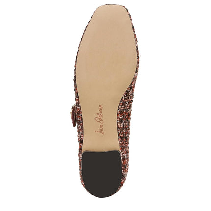 Sam Edelman Women's Michaela Mary Jane Flat Coffee Multi Boucle 5 Medium