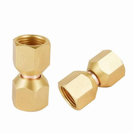 (Pack of 2) EFIELD 3/8" X 3/8" Female Flare Swivel Brass Adapter, Flare Tube Fitting, Valve Connector (3/8-inch)