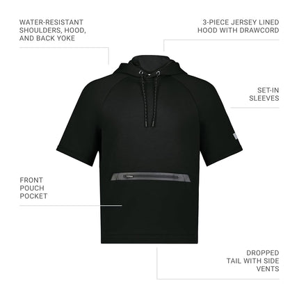 Russell Athletic Men's Legend Short Sleeve Tech Fleece Hoodie Sweatshirt, Black, XL