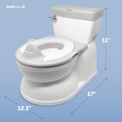 Real Feel Potty with Wipes Storage, Transition Seat & Disposable Liners - Realistic Toilet - Easy to Clean & Assemble - Jool Baby (Grey)