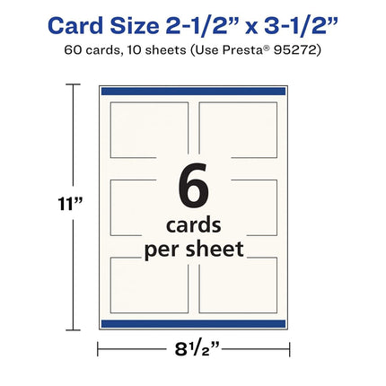 Avery Printable Rectangle Business Cards with Sure Feed Technology, 2.5" x 3.5", Ivory Cardstock, Print-to-the-Edge, Laser/Inkjet Cards, 60 Total