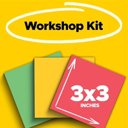 Post-it Super Sticky Notes 3x3 inch, 24 Pads/Pack, 70 Sheets/Pad, Workshop Kit, Red, Yellow, Green (654-24SSANSIOC)