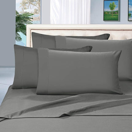 Elegant Comfort Wrinkle Resistant Luxury 6-Piece Bed Sheet Set - 1500 Premier Hotel Quality Silky Soft #1 Rated Sheet Set - Full, Gray