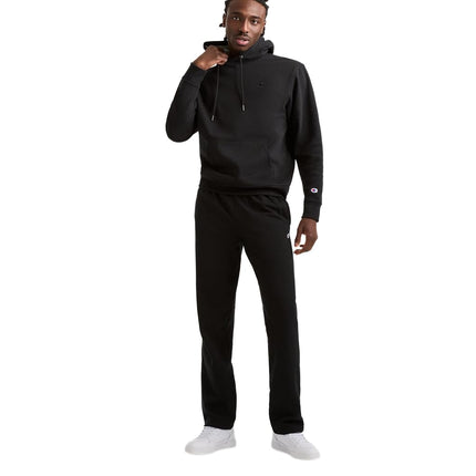 Champion Men's, Powerblend, Fleece Open-Bottom Sweatpants (Reg. Or Big & Tall) Pants, Black C Patch Logo, X-Large