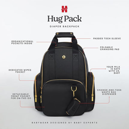 Huggies Signature Hug Pack Diaper Backpack, Cognac Leather, O/S