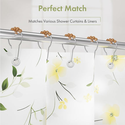 Amazer Shower Curtain Hooks, Decorative Shower Curtain Hooks, Amber Shower Curtain Rings Rustproof Stainless Steel Shower Hooks for Shower Curtain Liner Shower Rod Hook 12pcs