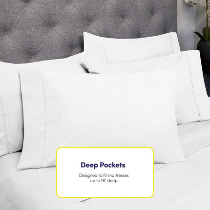 Sweet Home Collection Microfiber Deep Pocket Set-Extra Pillow Cases, Value, Luxury Yarns, White, Full