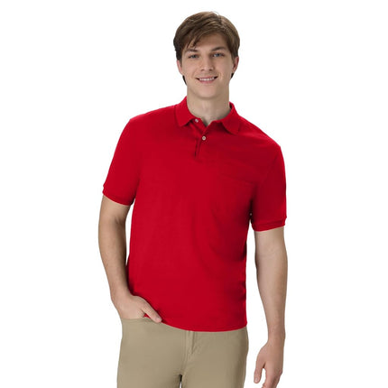 Hanes Men's Short Sleeve Jersey Pocket Polo, Deep Red, XX-Large (Pack of 2)
