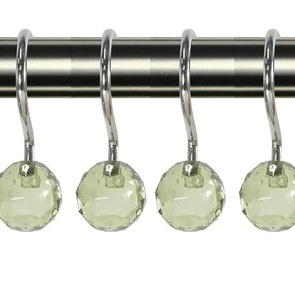 Daniel's Bath & Beyond 12 Piece Crystal Shower Hooks, 20" x 32"/20" x 20"/16" x 20", Sage