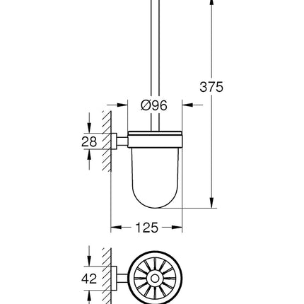 GROHE Essentials Cube - Toilet Brush Set - Material: Glass and Metal - Wall Mounted - Concealed Fastening - Durable Sparkling Sheen - Chrome - 40513001