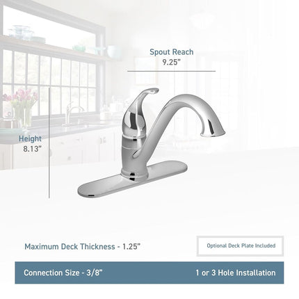 Moen 7825SRS Camerist One Handle Low Arc Kitchen Faucet, Spot Resist Stainless, 375