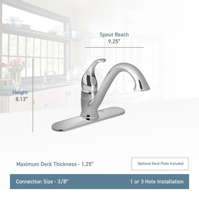 Moen 7825SRS Camerist One Handle Low Arc Kitchen Faucet, Spot Resist Stainless, 375